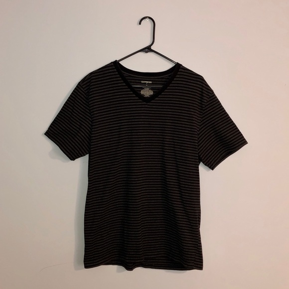 Express - V Neck Striped Shirt - Picture 1 of 3